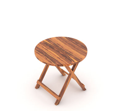 JH Decore Solid Sheesham Wood Folding Coffee Table Set with Cushioned Chairs