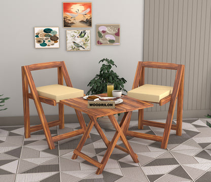 JH Decore Solid Sheesham Wood Folding Dining Table Set with Cushioned Chairs