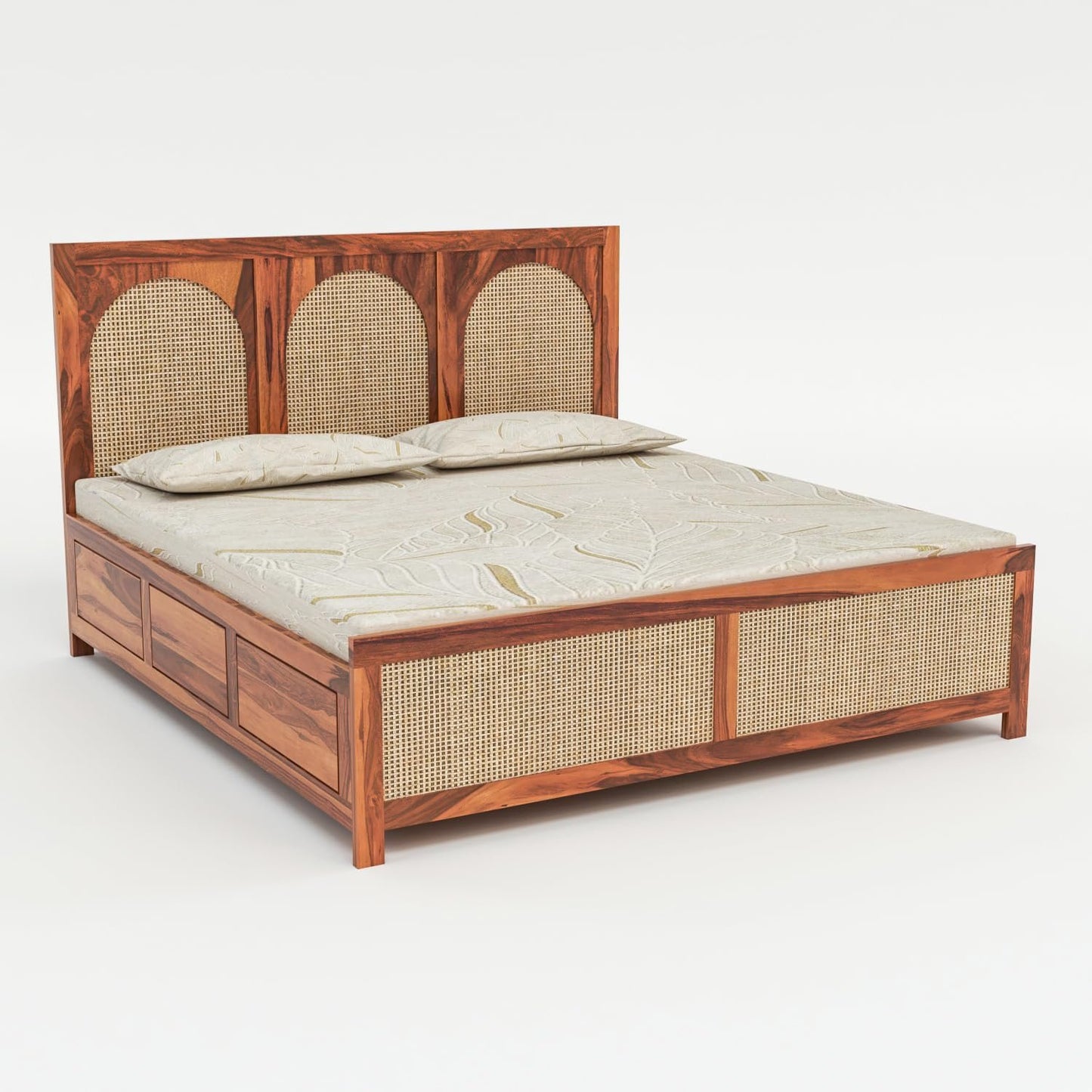 Sheesham Wood King Size Bed with Headboard & Box Storage | JH Decor - Image 3