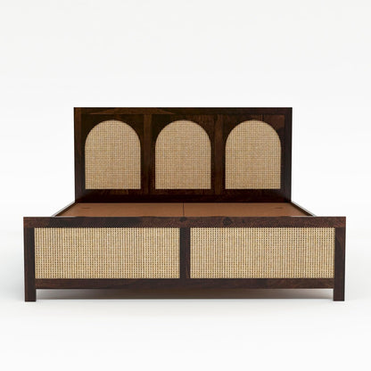 Sheesham Wood Cane Double Bed Without Storage | JH Decor - Image 2
