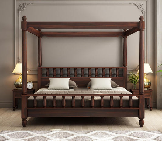 Solid Sheesham Wood King Size Poster Bed | JH Decor