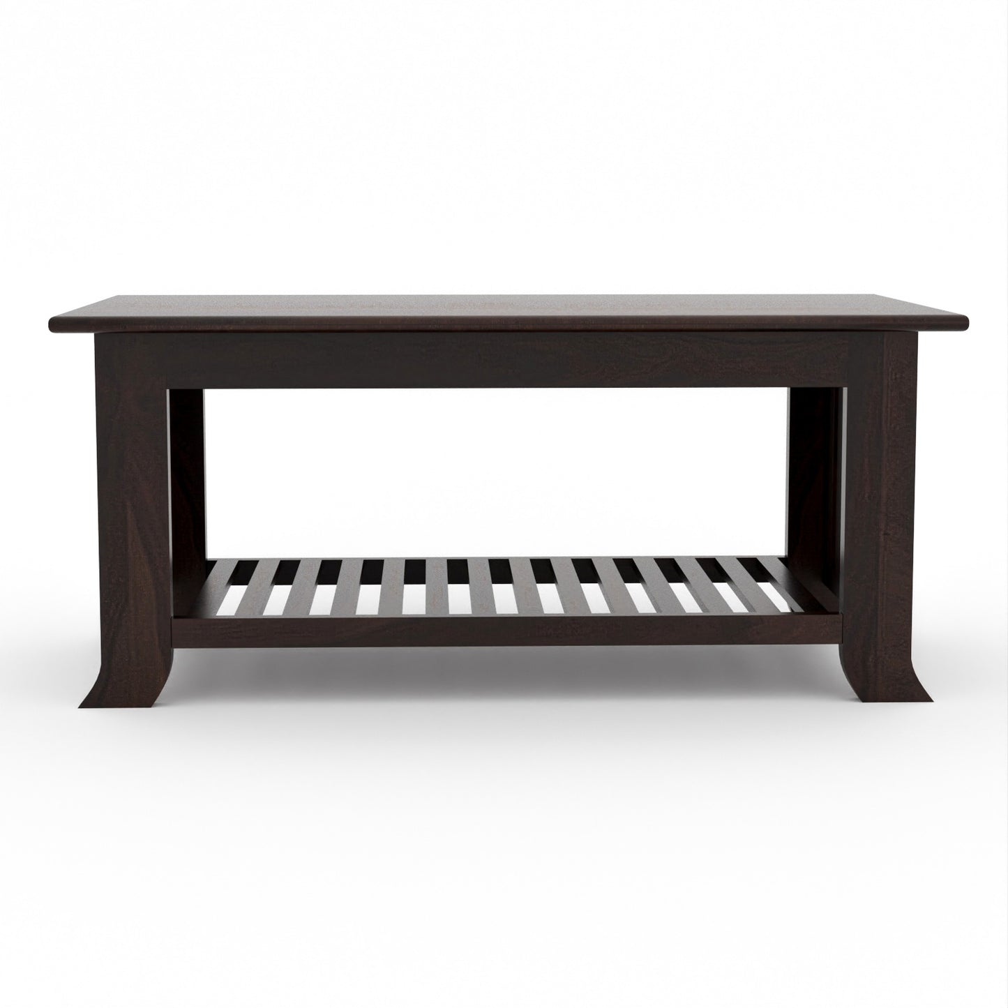 Solid Sheesham Wood Coffee Table with Bottom Storage Shelf