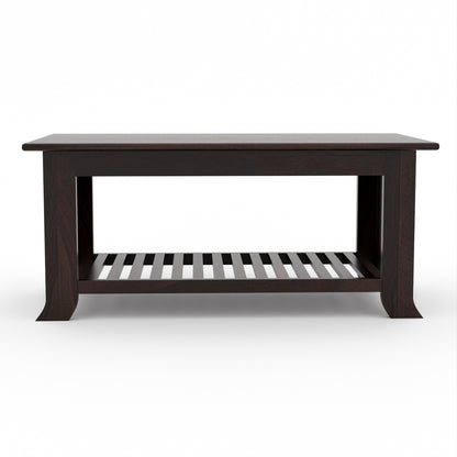 Solid Sheesham Wood Coffee Table with Bottom Storage Shelf