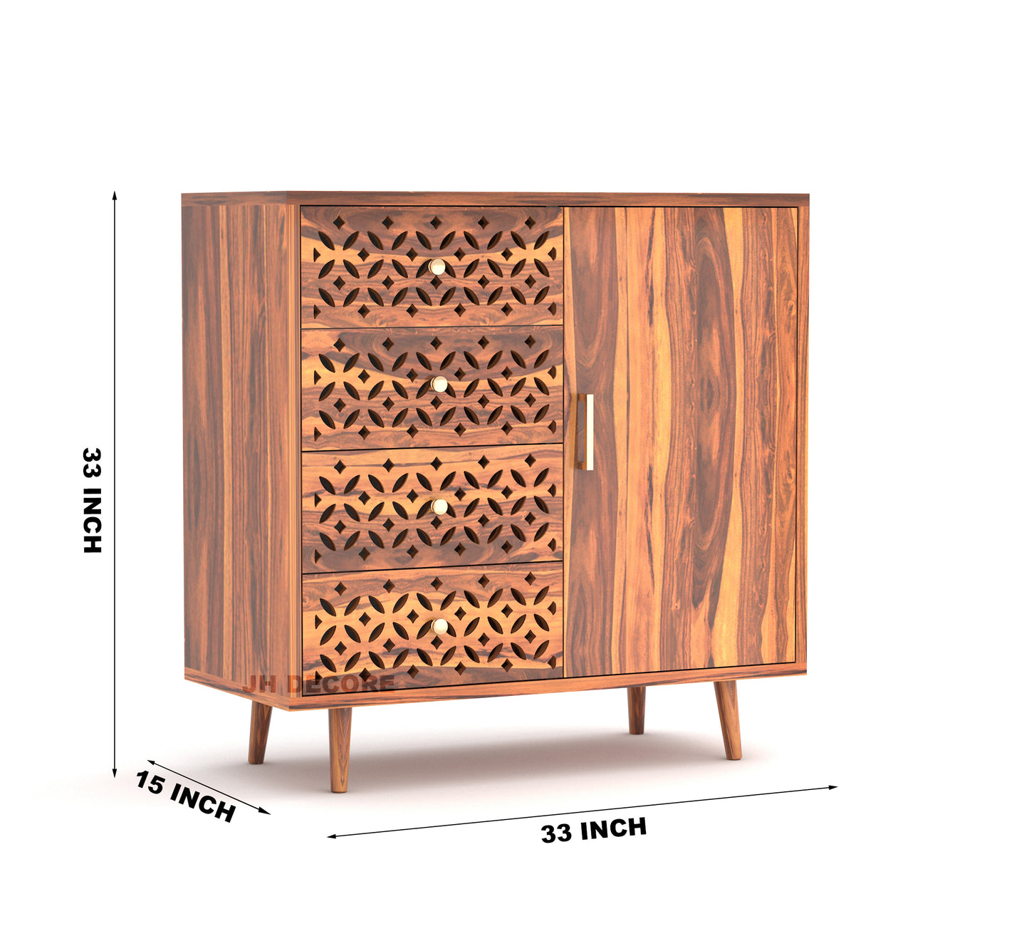 JH Decore Solid Sheesham Wood Sideboard Cabinet