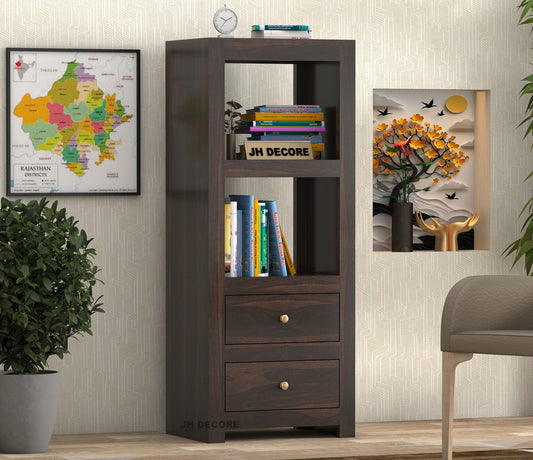Sheesham Wood Bookshelf with Drawer | Design 1 | JH Decor