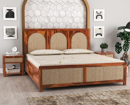 Sheesham Wood King Size Bed with Headboard & Box Storage | JH Decor