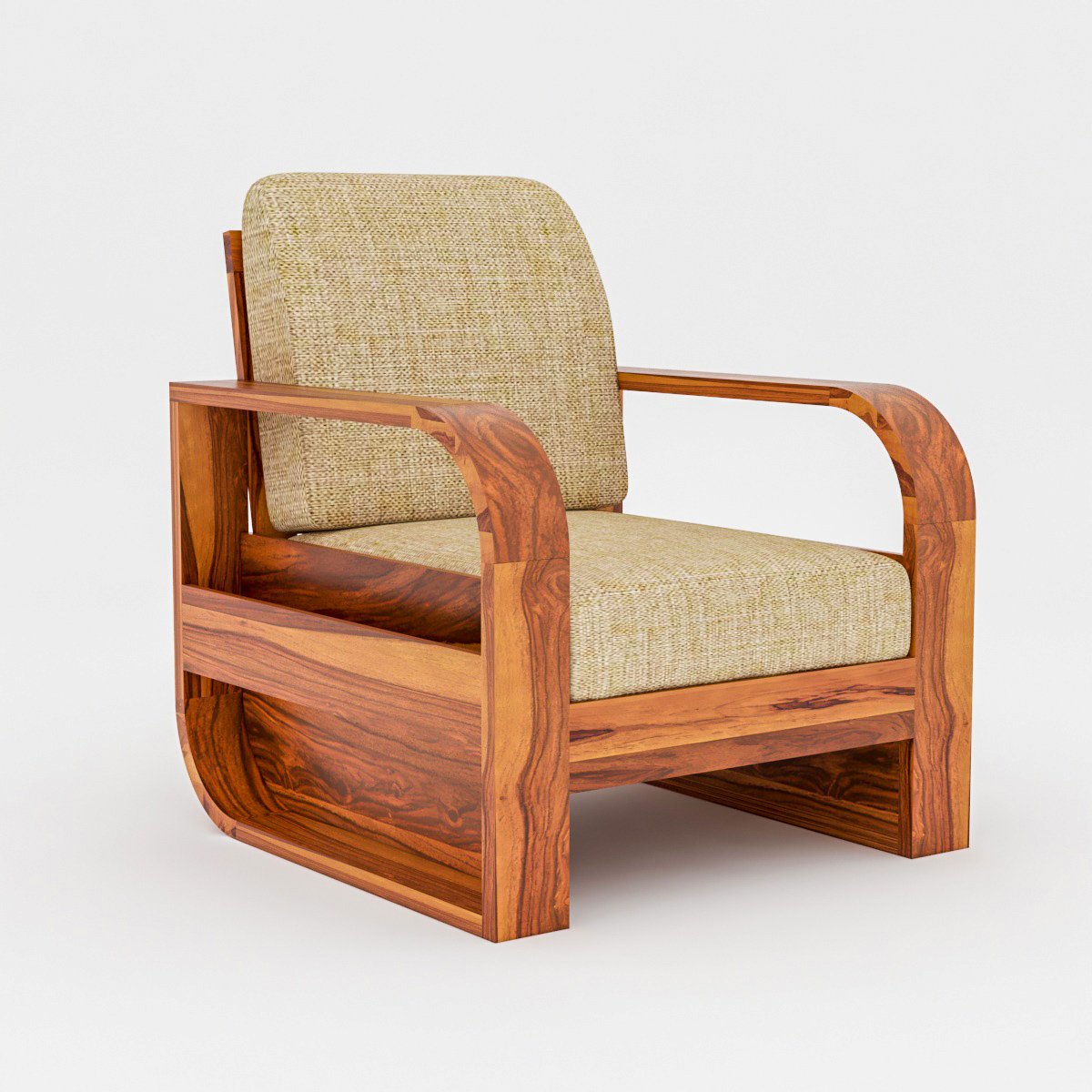 Sheesham Wood 1 Seater Sofa for Living Room | JH Decor - Image 3