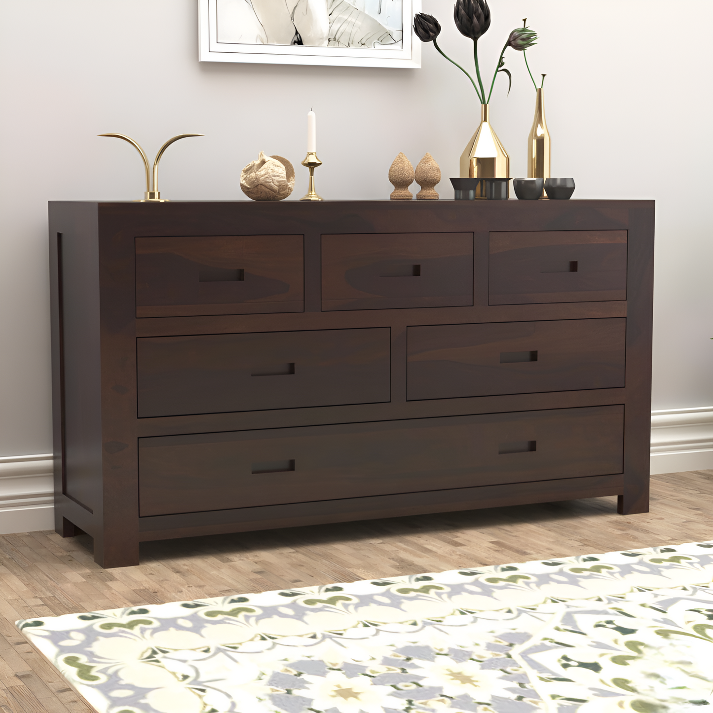 JH Decore Solid Sheesham Wood Chest of Drawers