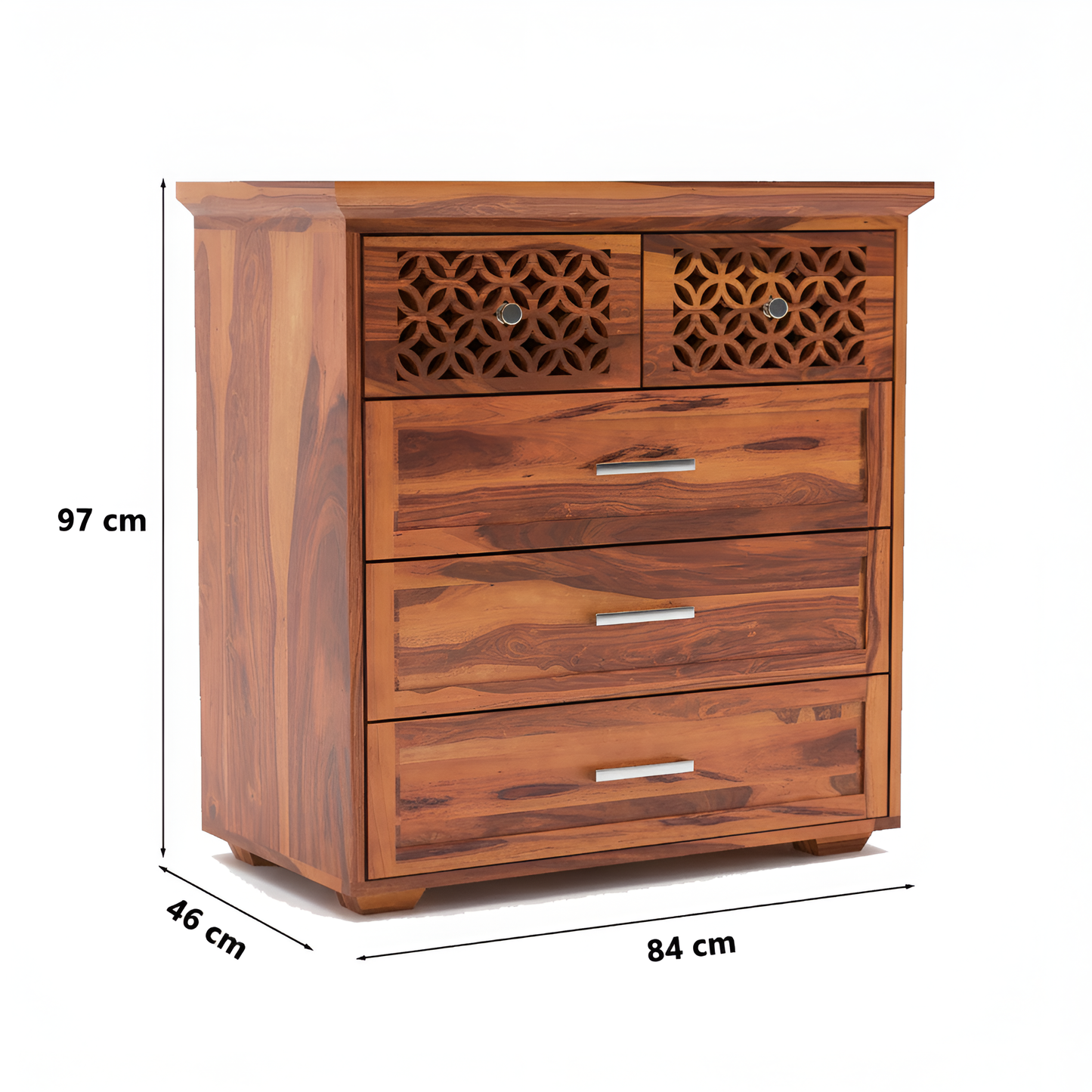 JH Decore Solid Sheesham Wood Chest of Drawers