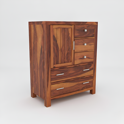 JH Decore Solid Sheesham Wood Tallboy Storage Cabinet
