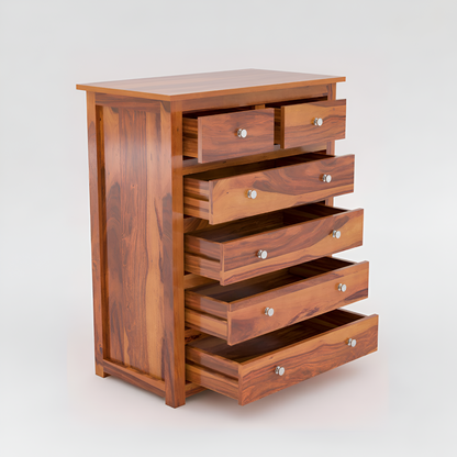 JH Decore Solid Sheesham Wood 6 Drawer Chest of Drawers Storage Cabinet