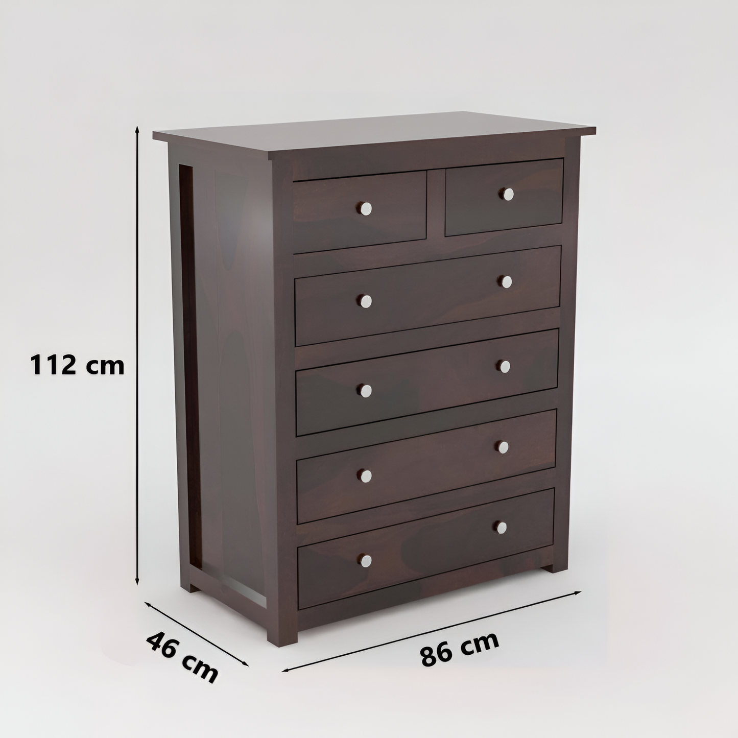 JH Decore Solid Sheesham Wood 6 Drawer Chest of Drawers Storage Cabinet