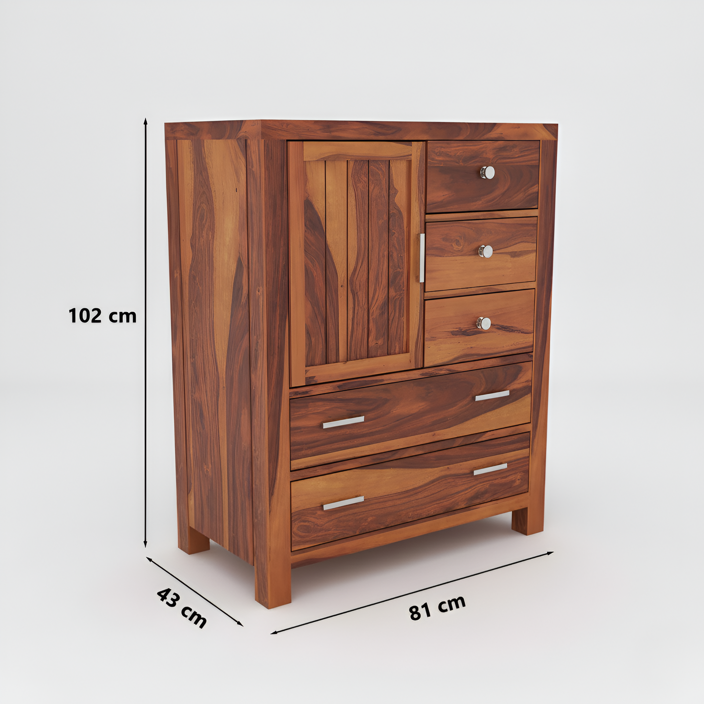 JH Decore Solid Sheesham Wood Tallboy Storage Cabinet