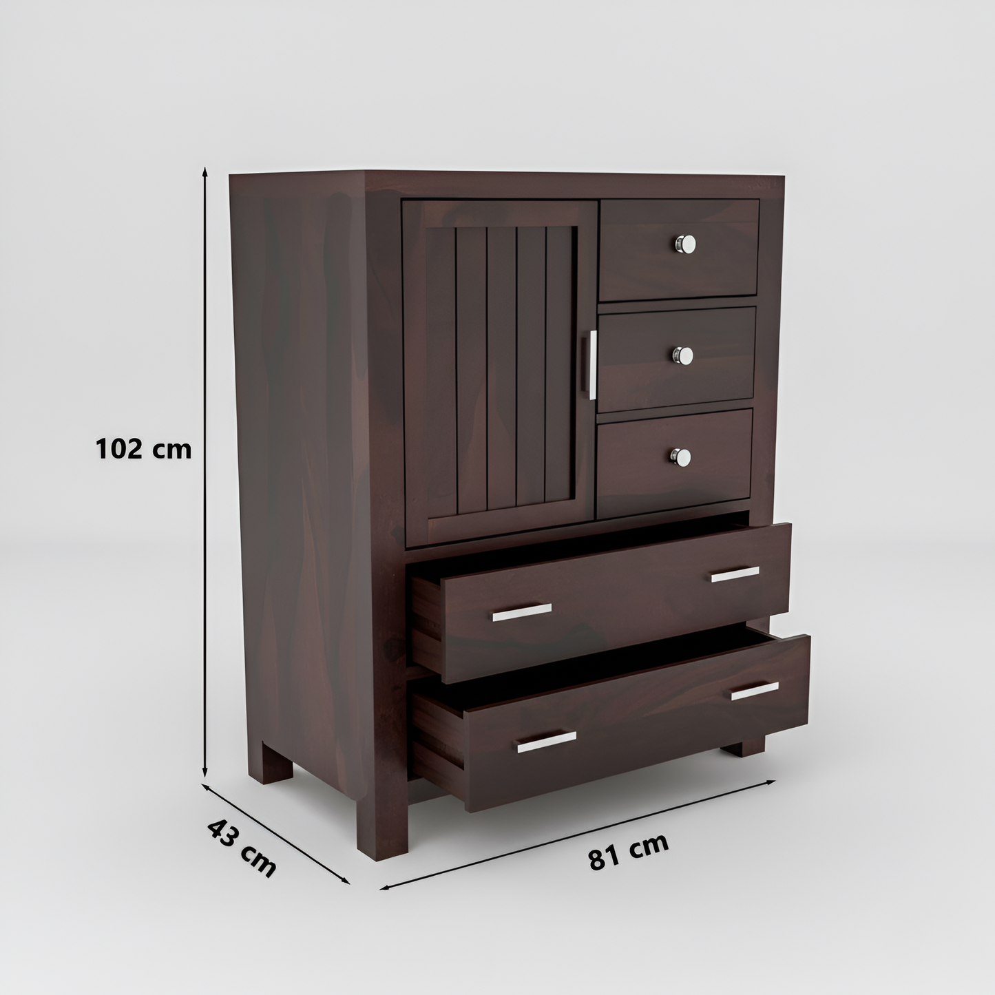 JH Decore Solid Sheesham Wood Tallboy Storage Cabinet