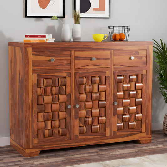 JH Decore Solid Sheesham Wood Sideboard Cabinet for Living Room