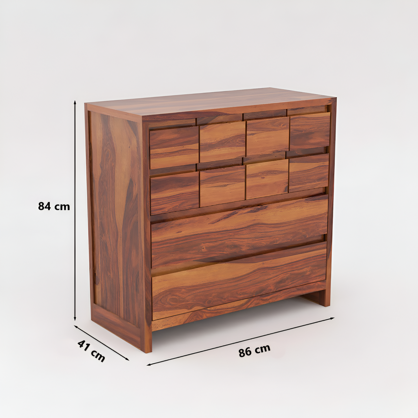 JH Decore Solid Sheesham Wood Modern Chest of Drawers Storage Cabinet