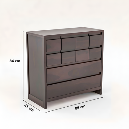 JH Decore Solid Sheesham Wood Modern Chest of Drawers Storage Cabinet