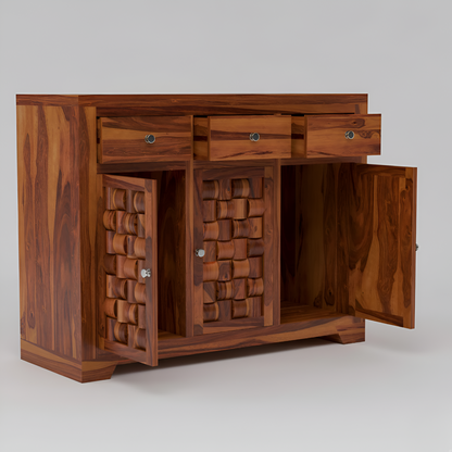 JH Decore Solid Sheesham Wood Sideboard Cabinet for Living Room