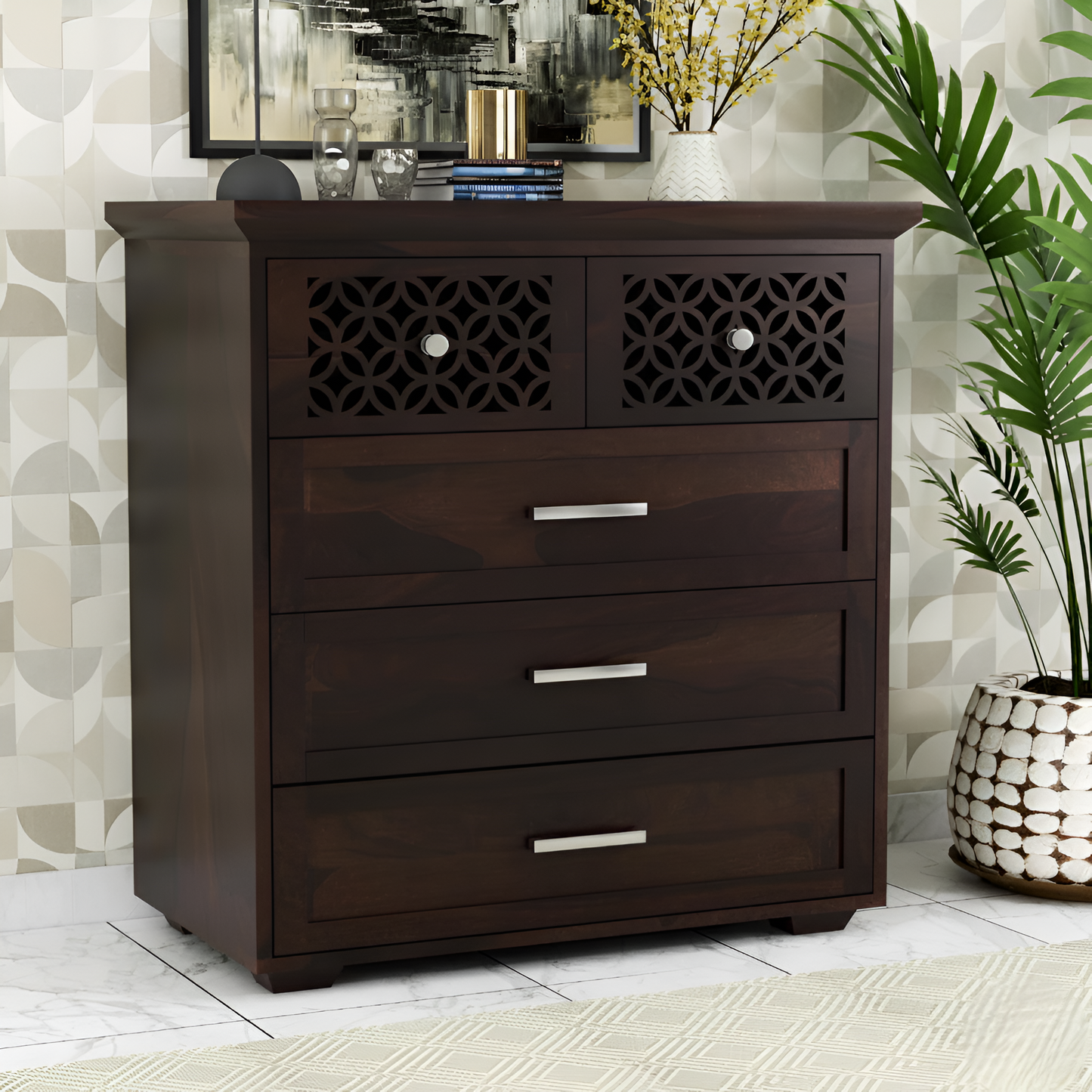 JH Decore Solid Sheesham Wood Chest of Drawers