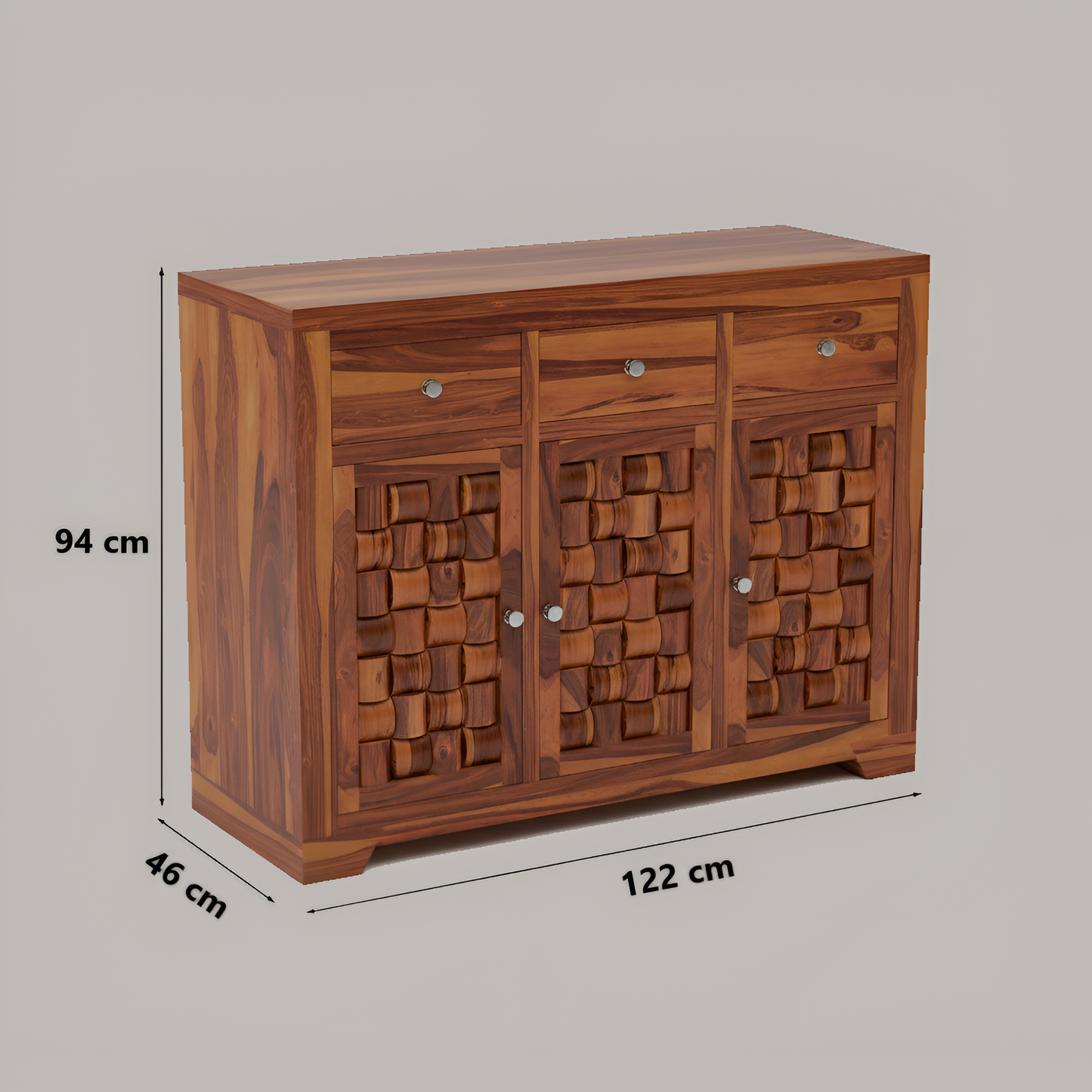 JH Decore Solid Sheesham Wood Sideboard Cabinet for Living Room