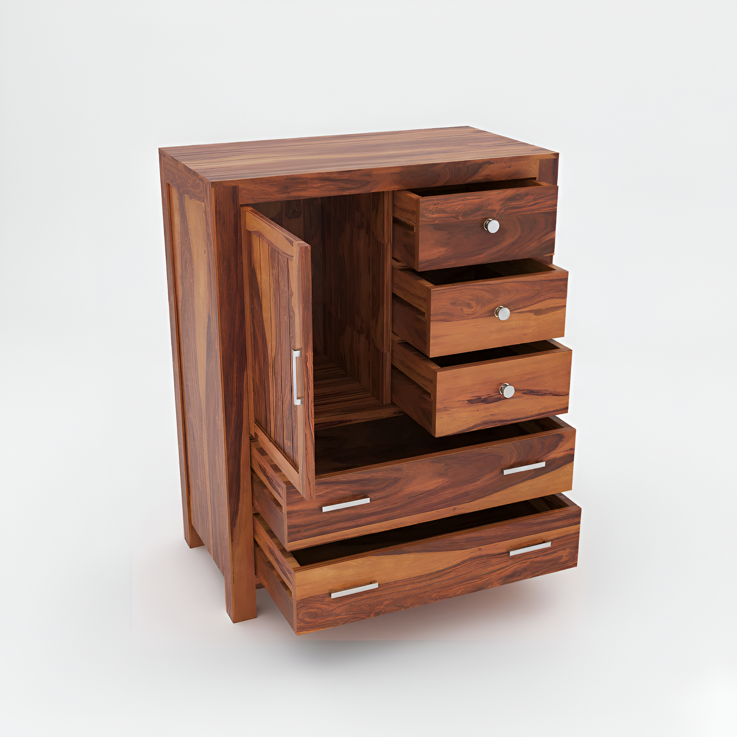 JH Decore Solid Sheesham Wood Tallboy Storage Cabinet