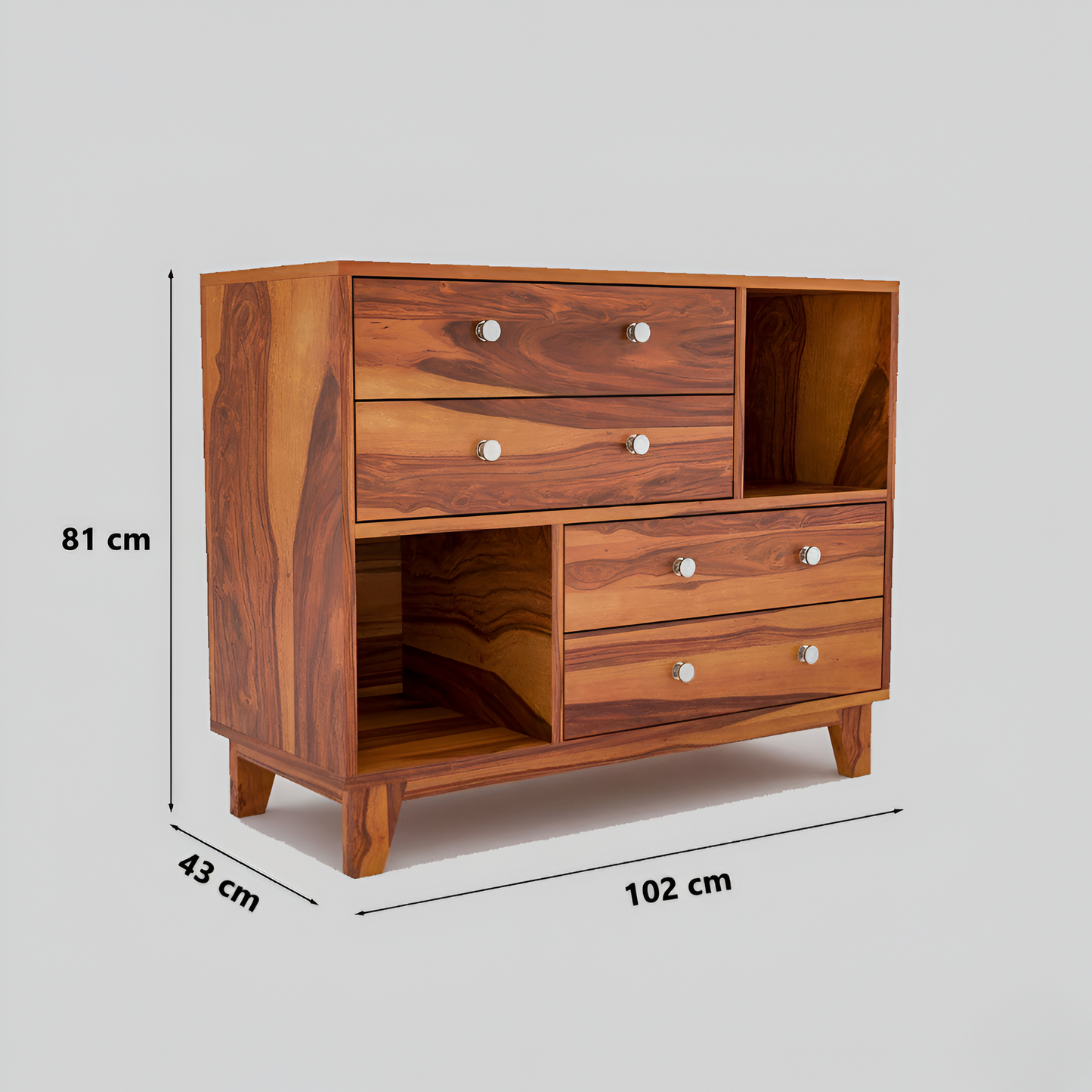 JH Decore Solid Sheesham Wood Sideboard Cabinet