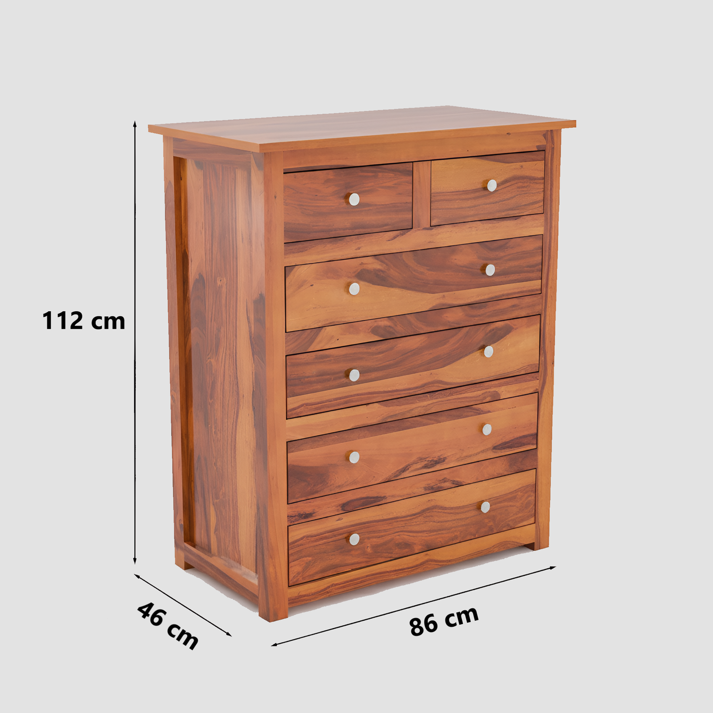 JH Decore Solid Sheesham Wood 6 Drawer Chest of Drawers Storage Cabinet