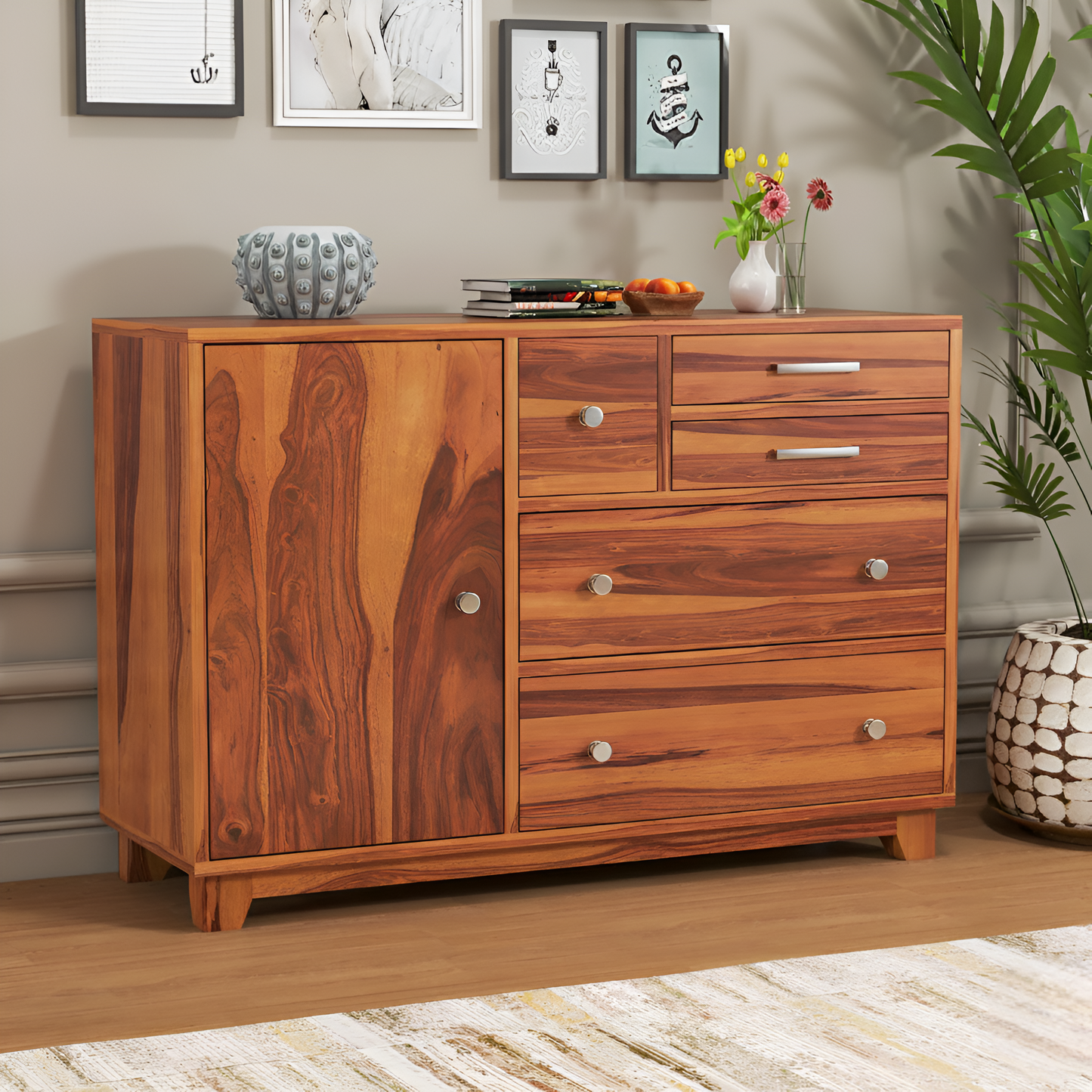 JH Decore Solid Sheesham Wood Sideboard Cabinet