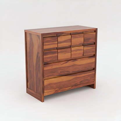 JH Decore Solid Sheesham Wood Modern Chest of Drawers Storage Cabinet