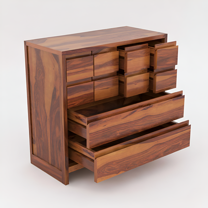 JH Decore Solid Sheesham Wood Modern Chest of Drawers Storage Cabinet