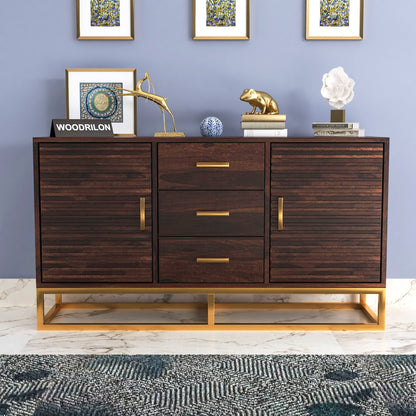 Sheesham Wood Sideboard Cabinet with 3 Drawers & 2 Doors | JH Decor
