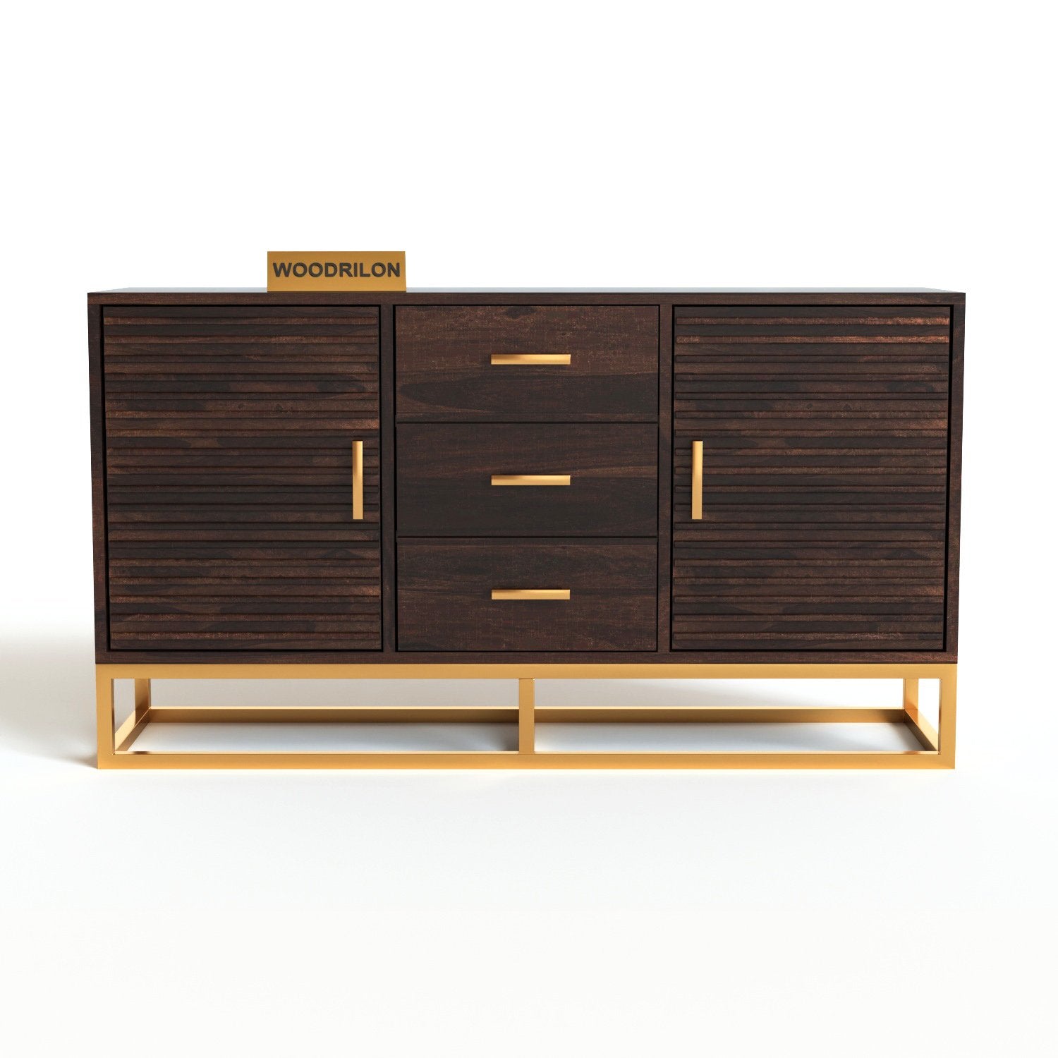 Sheesham Wood Sideboard Cabinet with 3 Drawers & 2 Doors | JH Decor - Image 2