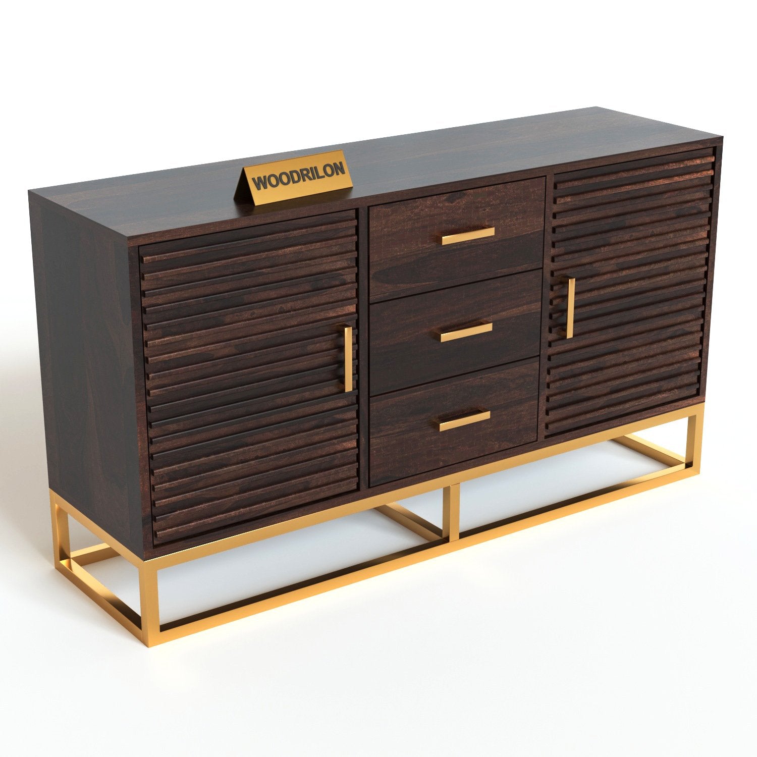 Sheesham Wood Sideboard Cabinet with 3 Drawers & 2 Doors | JH Decor - Image 3