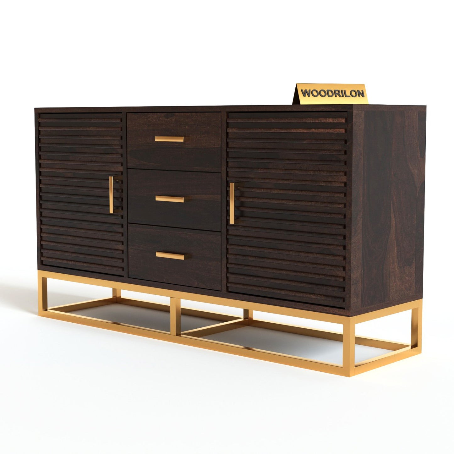 Sheesham Wood Sideboard Cabinet with 3 Drawers & 2 Doors | JH Decor - Image 4