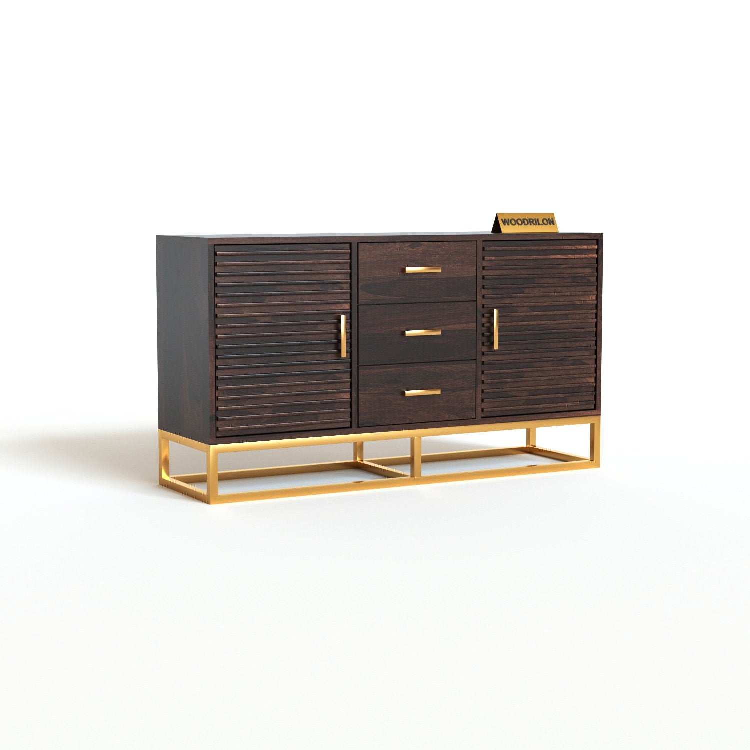 Sheesham Wood Sideboard Cabinet with 3 Drawers & 2 Doors | JH Decor - Image 5